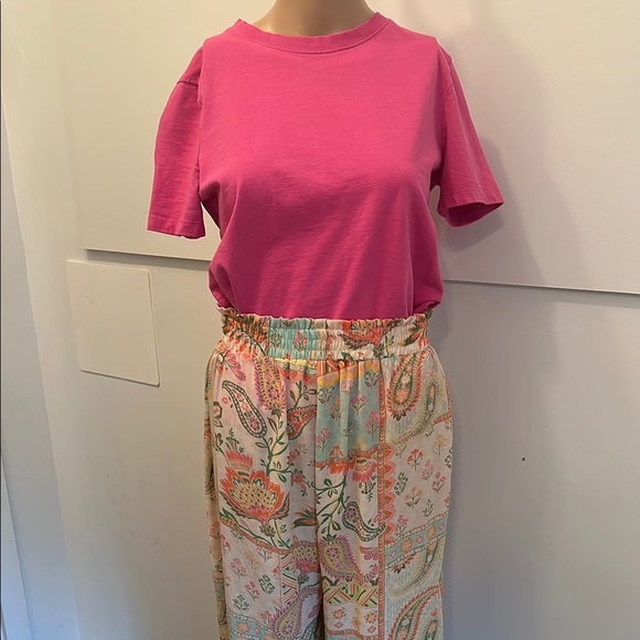 Pink and Orange Wide Leg Pants with Elastic Waistband - Picture 4 of 8